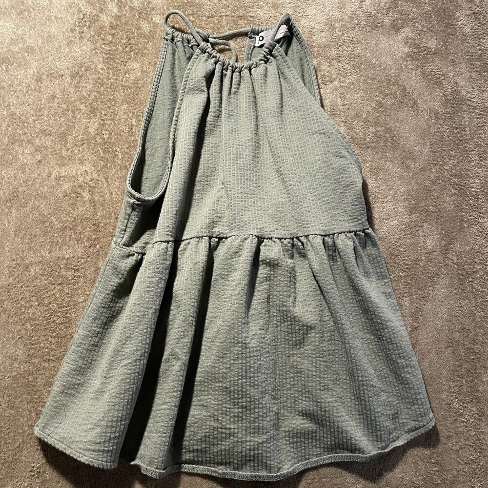 Sonoma Tank Top Womens Medium Sage Green Halter Knit Shirt Tiered Tie Back